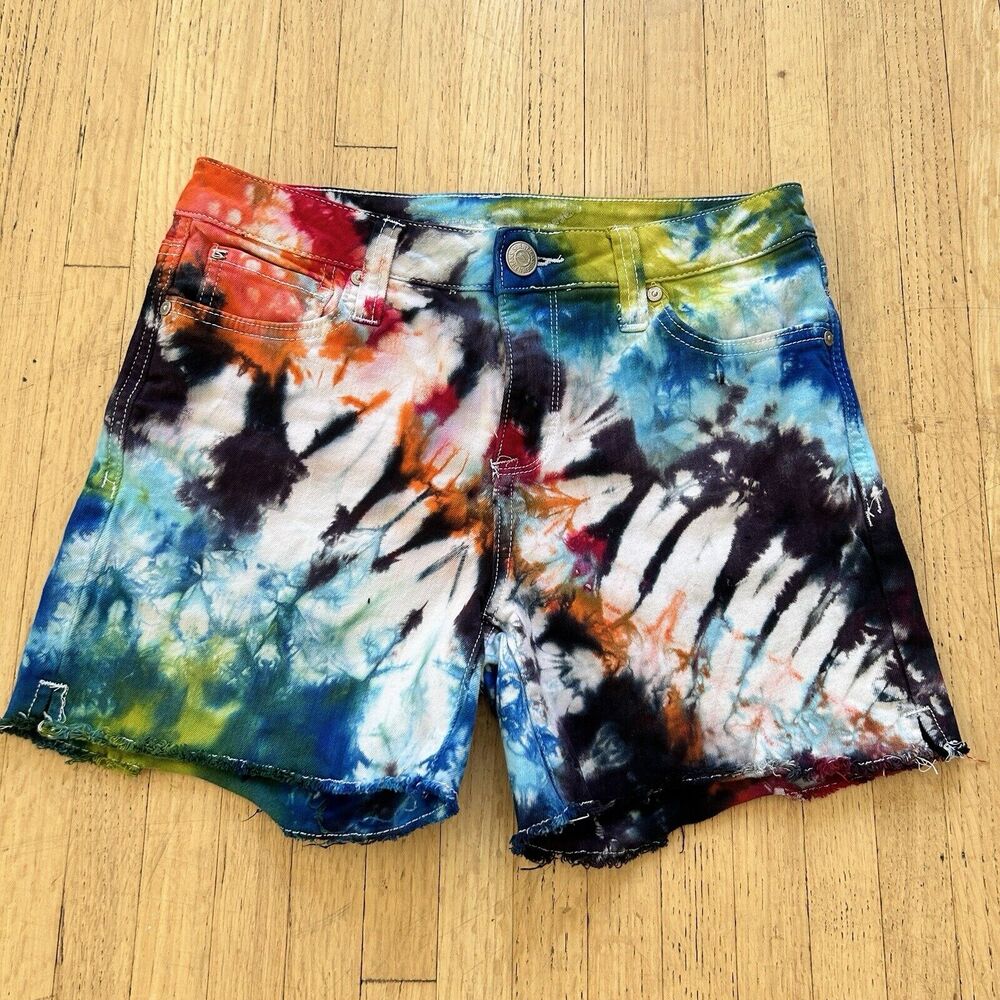 Tie-Dye Women’s Denim Shorts - Multicolor